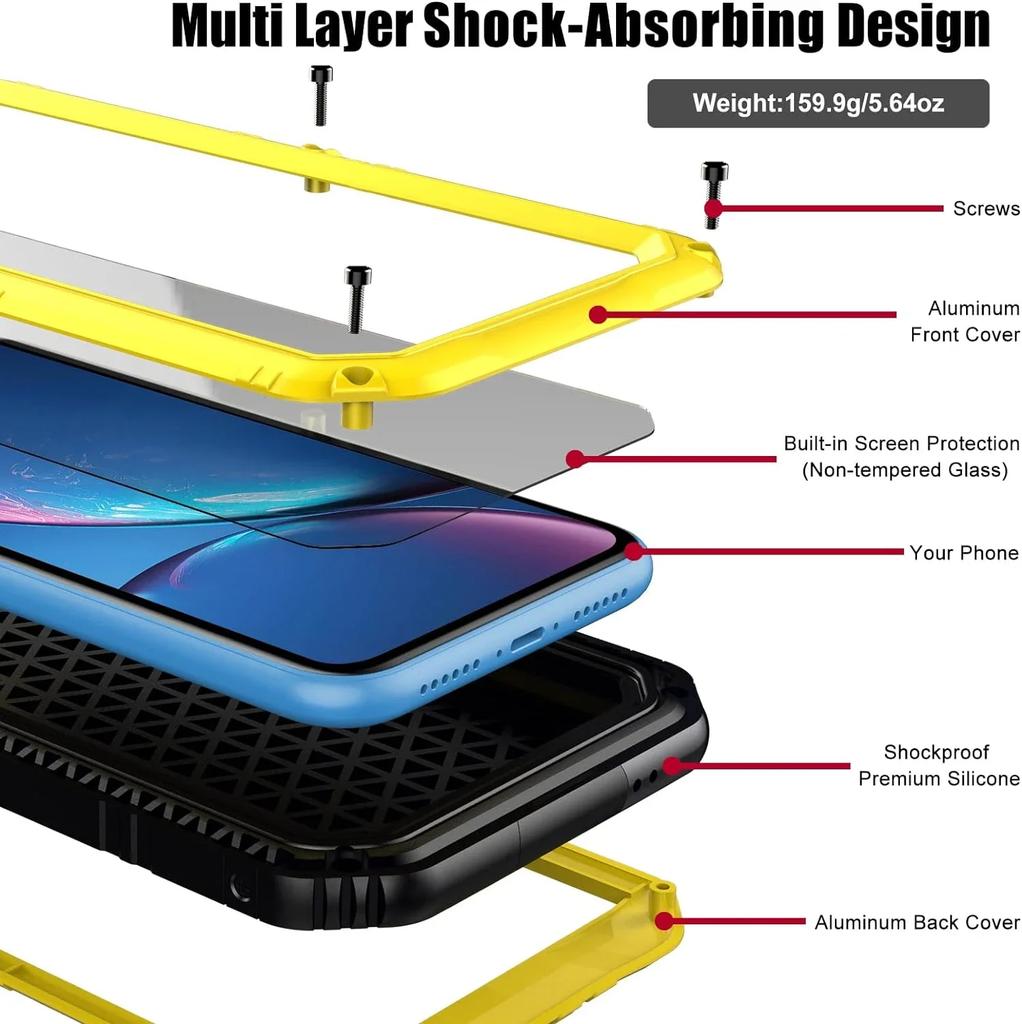 Per iPhone Air 17 16e 15 14 13 12 11 Pro Max XS XR 7 Plus Subacquea IP68 Robusta in Metallo Alluminio Custodia Impermeabile Pellicola Protettiva Schermo