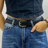 Wide waistband, genuine leather woven belt, top layer cowhide, handmade weaving, needle buckle, couple's casual versatile pants belt