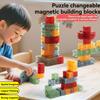 New Transparent Magnetic Blocks-Build Random Splicing Model, Parent-Child Interaction Sensory Construction Toys Christmas Gifts
