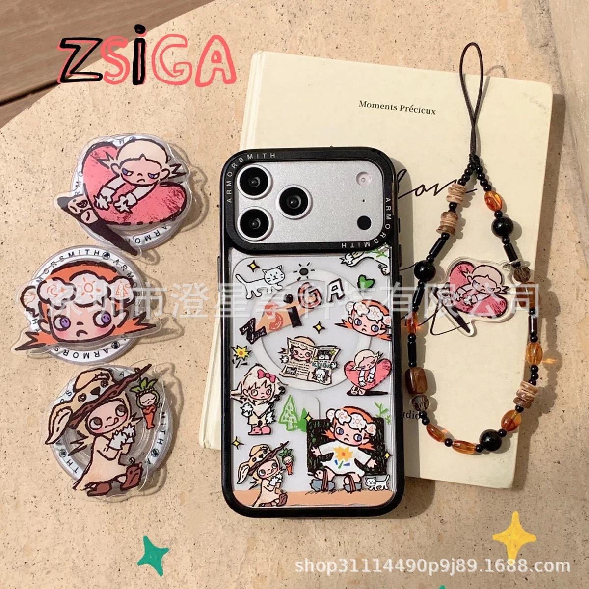 

Adorable Cartoon Gazi Sister MagSafe Magnetic Bracket - Strong Adsorption, Retractable Airbag, Trendy for Girls Helmet Gazi Sister