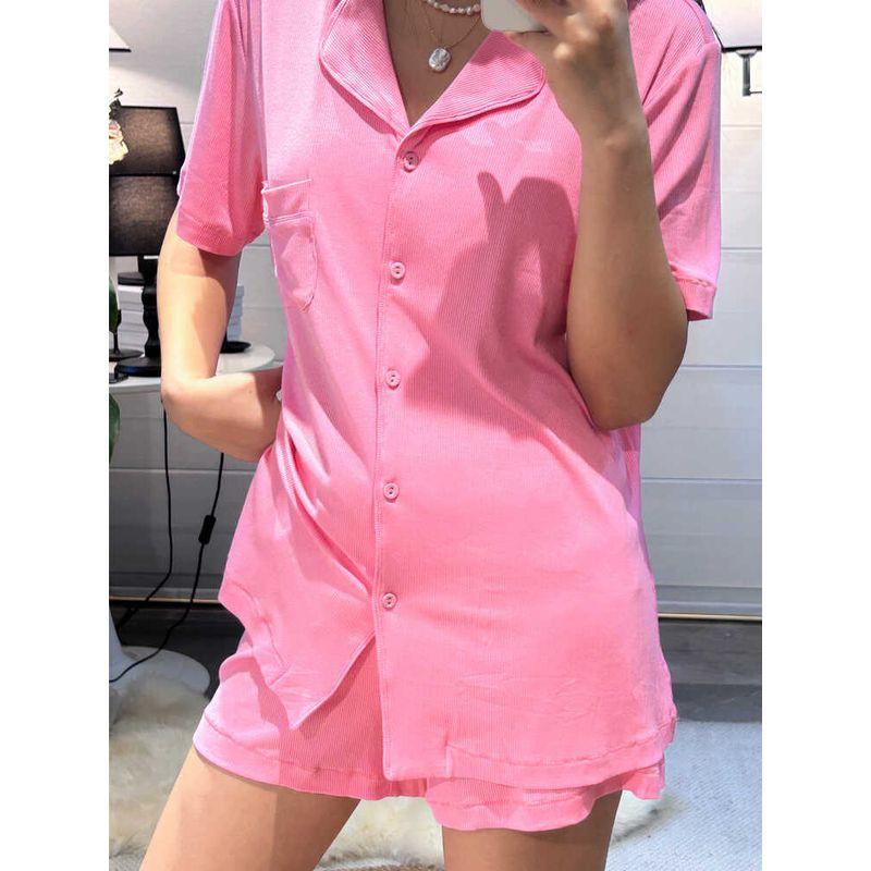 Original Order Accessible Luxury ~ Pink Kardashian Sister Jin Same Pajamas Suit Female Summer Short Sleeve Shorts Thin Homewear