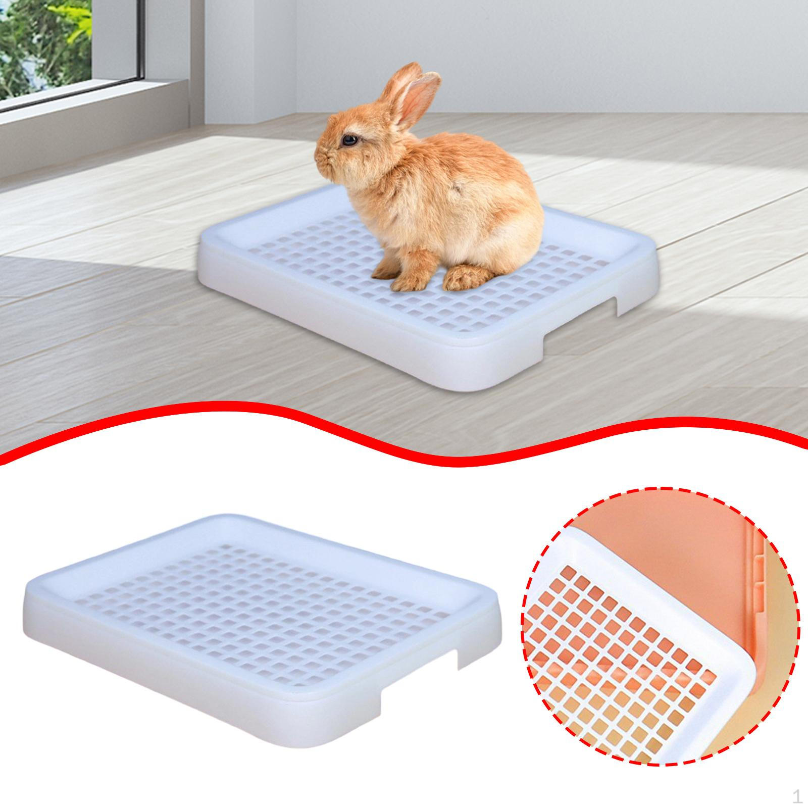 

Litter Box Portable Toilet with Double Layer Grid Guinea Pig Tray Potty for Small Animals White