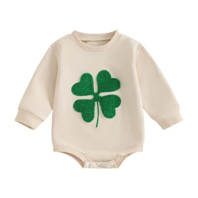 Baby Romper, Long Sleeve Crew Neck Shamrock Fall Bodysuit Clothes for Girls Boys