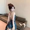 Summer Suspender Dress Women's Outer Wear Thin Versatile Short Skirt Pure Lust Hot Girl Cross Backless Irregular Skirt