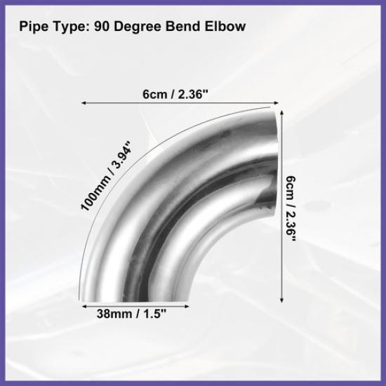OD 1.5 Inch 90 Degree 1.2mm Thickness Stainless Steel Exhaust Elbow Pipe