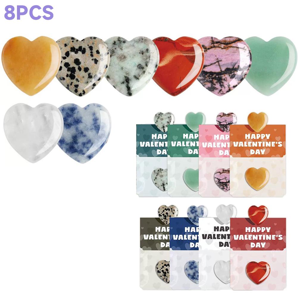 24pcs 2CM Heart-shaped Stone+Valentine's Day Cards, Valentine Exchange Party DIY Cards For School Classroom Gatherings