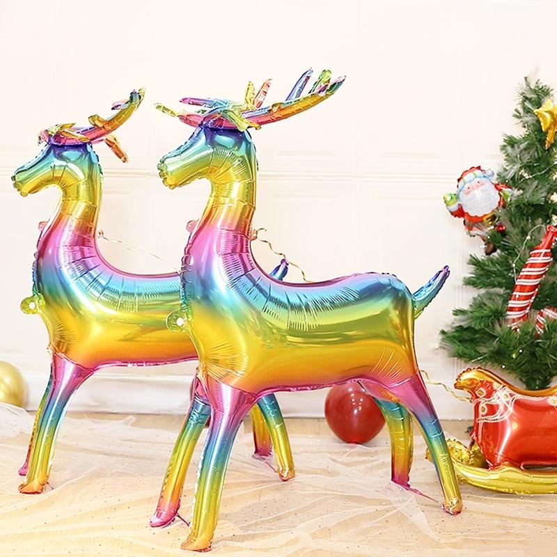 Christmas Deer Balloons Multicolor Standing Animal Balloons Kids Inflatable Toys