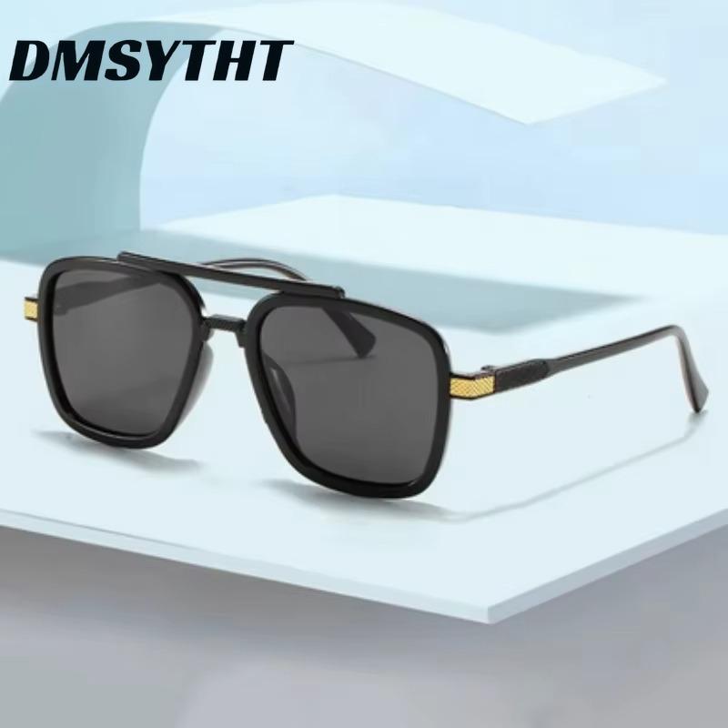 Non-polarized Vintage Punk Double Girder Large Square Frame Leisure Sunglasses Men Women Outdoor Travel Anti Strong Light Eyeglasses