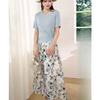 6169 Summer Chic Slimming Short-Sleeve Top & Half Skirt Set
