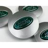 (Matt Silver and Green Land Rover Caps) Sets of 4 Land Rover Alloy Wheel Caps 63mm S