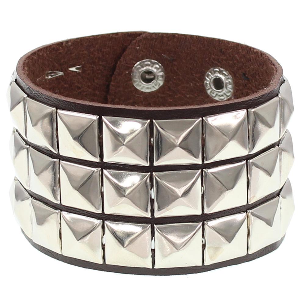 European & American Punk Street Style Rivet Bracelet: PU Leather Bangle