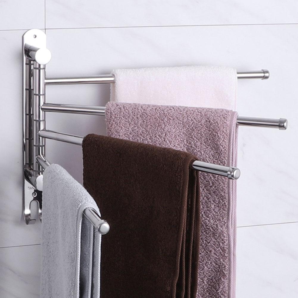 4 Stangen Edelstahl Wanddrehung Handtuchaufbewahrungsregal Ablagehalter Stange Badezimmer Organizer
