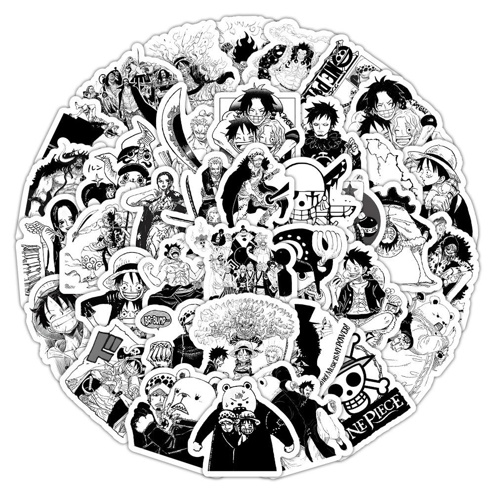 10/30/50/100pcs ONE PIECE Cartoon Stickers Black White Anime Decals DIY Journal Fridge Guitar Reward Cool Luffy Graffiti Sticker