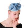 Light Blue Banquet Mesh Top Hat Hemp Headgear Bridal Wedding Dress Mesh Feather Boutique