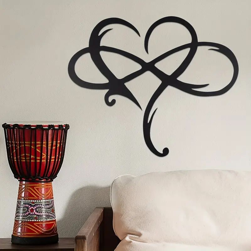 

1pc Infinity Heart Black Heart Metal Wall Decor Love Wall Decor Love Sign Plaque Bedroom Ornaments For Home Wedding Indoor