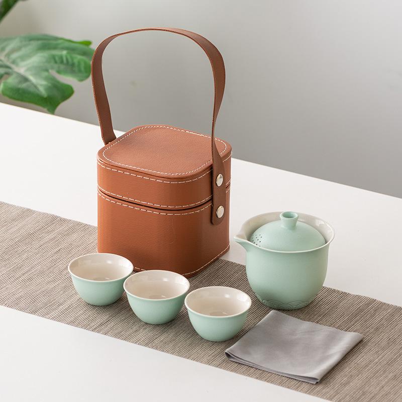 Business Gifts Travel Tea Set Kuaike Cup One Pot Three Cups Portable Cover Bowl Small Set Outdoor High-end Kung Fu Set