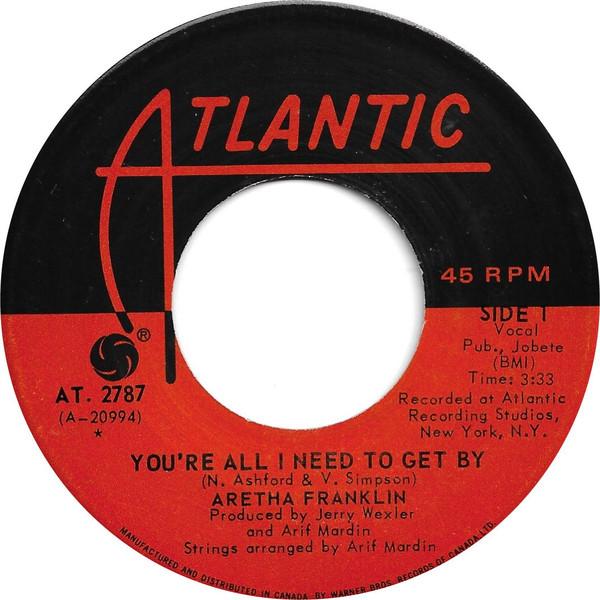 

7inch Record ARETHA FRANKLIN - You re All I Need To Get By / Pulli AT2787 Atlantic 1971 Canada Soul/Funk Used