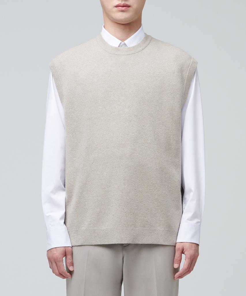 MUSINSA STANDARD Lambswool Crew Neck Knit Vest [Mushroom]