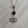 Gothic Sliver Color Hollow Out Celtic Knot Natural Stone Pendant Necklace for Women Men Halloween Party Pagan Witchcraft Jewelry