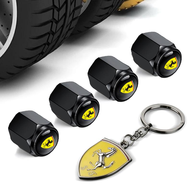 Alloy Car Tire Wheel Valve Caps Cover Metal Keychain Keyring For Ferrari F430 Stradale Roma 488 Spider SF90 LaFerrari Portofino NBA2