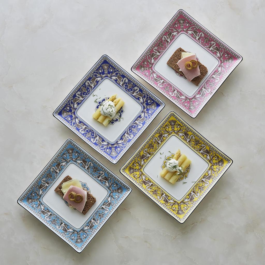 [Offiziell importiert] Wedgwood Florentine Citron Quadratisches Tablett, ca. 14,5 cm, Gelb, Produktnummer 1076509