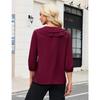 Womens Ruffled V Neck Three Quarter Sleeve Polka Dot Chiffon Blouse