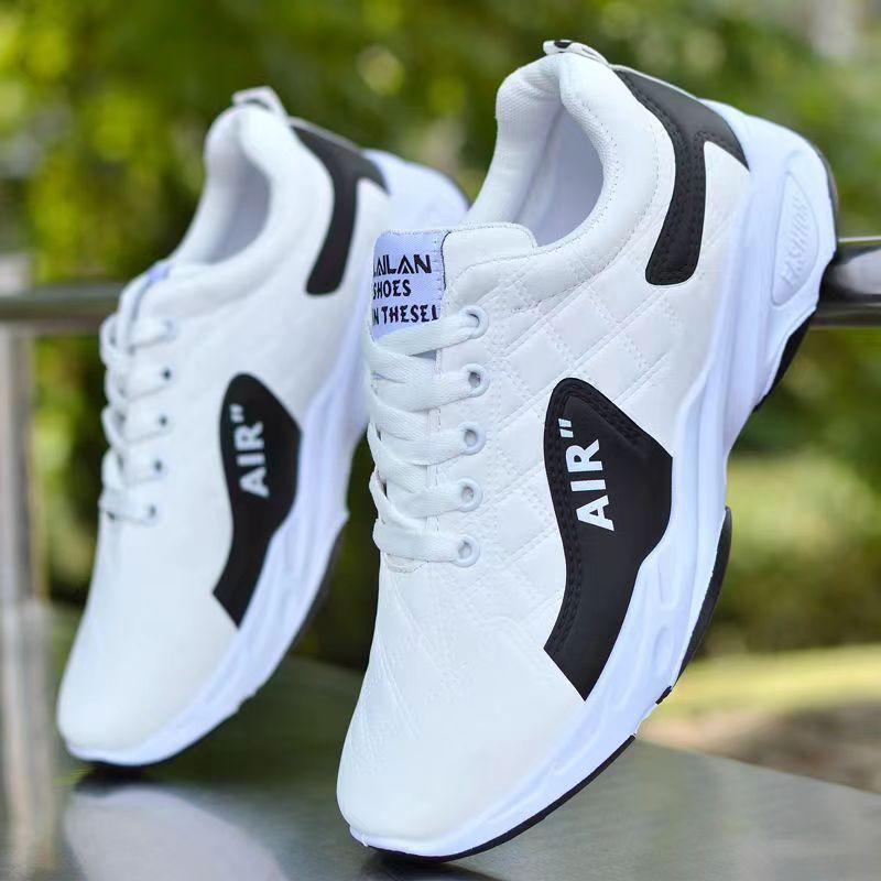Men's shoes new leather white sneakers waterproof and non-slip casual shoes soft-soled running shoes dad shoes versatile shoes