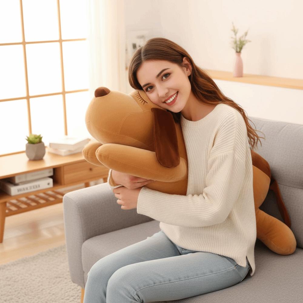 Soft Material Dog Plush Pillow Huggable Design Sleeping Cushion Puppy Sleep Pillow  Sofa Cushion