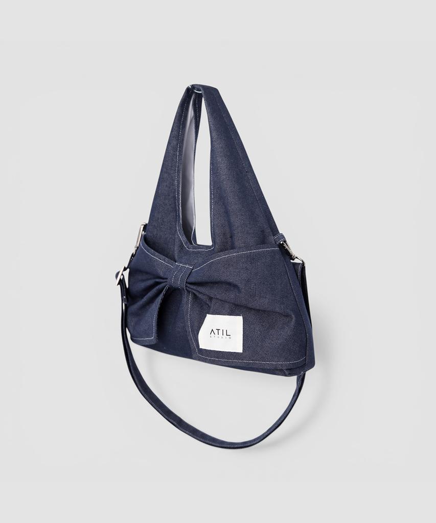 Atil Studio Denim Dewey Mini Ribbon Dot Shoulder & Crossbody Bag _ Musinsa Edition [Blue]