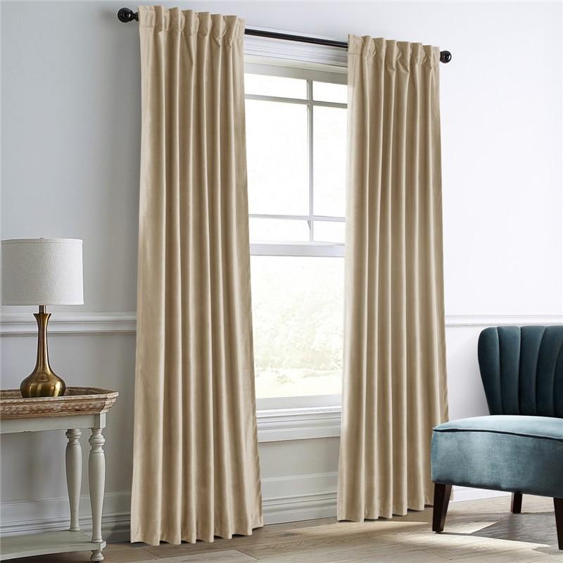 Fleece Solid Color Blackout Curtain Cloth, Living Room Bedroom Blackout Curtain Finished Multi-Color
