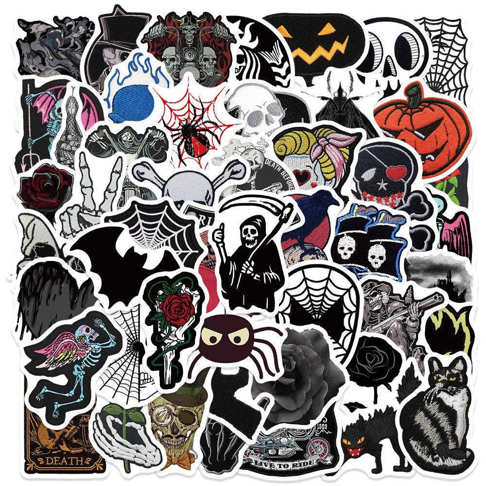 50 Halloween-tema morsomme vanntette klistremerker for flasker, kofferter og dekorasjon