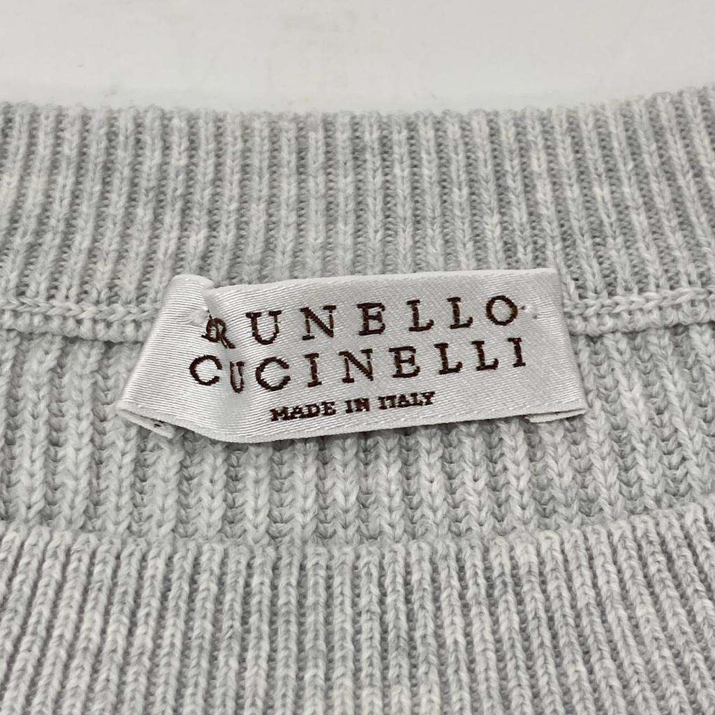 Brunello Cucinelli Grey 21 MI9197700JAP Front ZIP Knit Top Tops S grayUsed