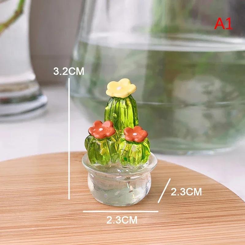 

Handmade Murano Glass Cactus Figurines Ornaments Desktop Craft Adornment Creative Colorful Cute Miniature Plant for Home Decor