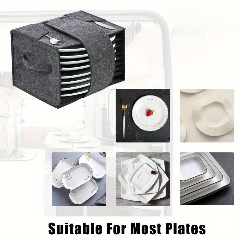 Foldable Felt Organizer for Plates, Cups & Cutlery with Tension Stand. Lightweight Fabric Storage Bag, Ideal for Camping, RV & H