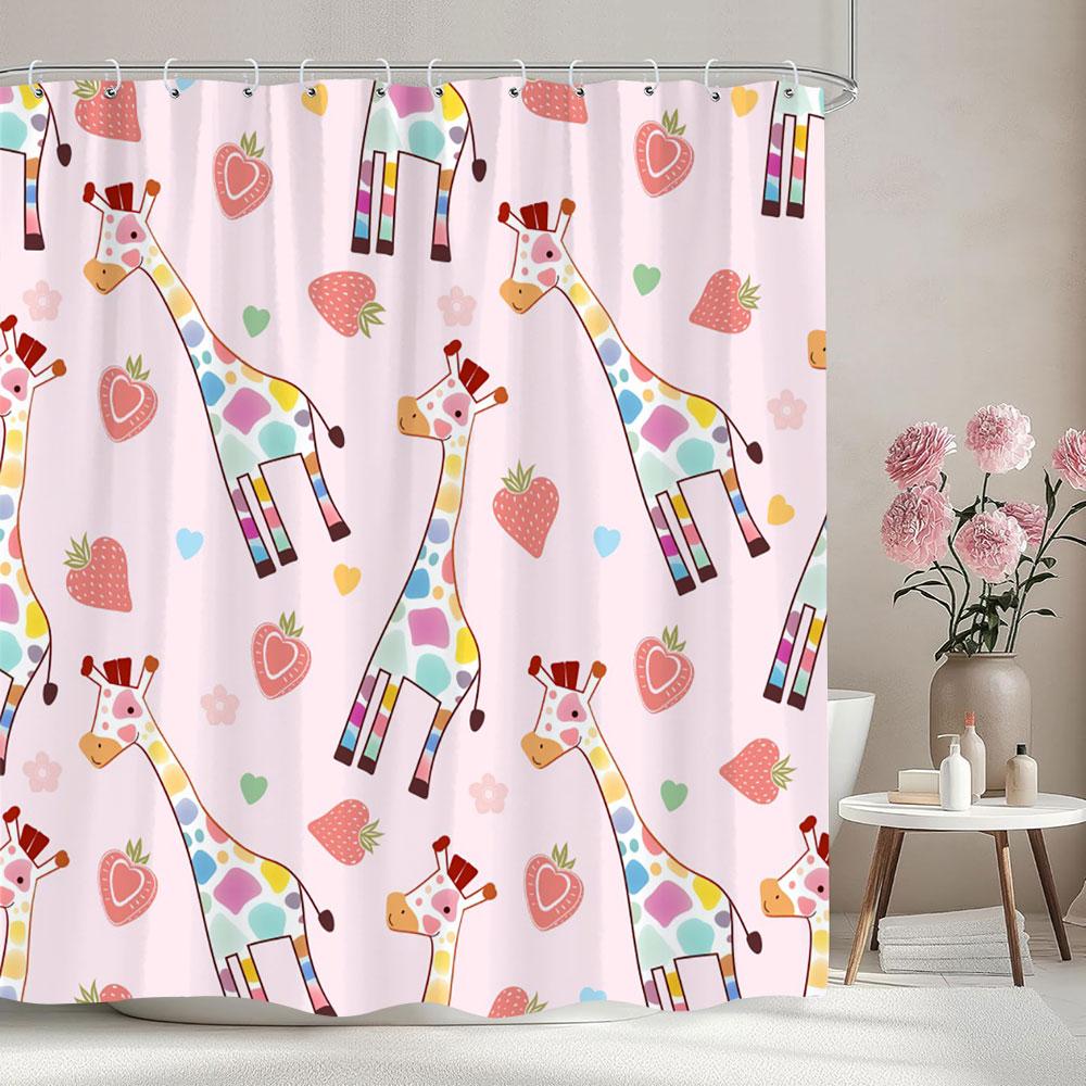 Cartoon Patterns Children's Shower Curtain Warm Girls Room Decoration Curtains Boys Shower Curtains Bathroom Decor With Hooks