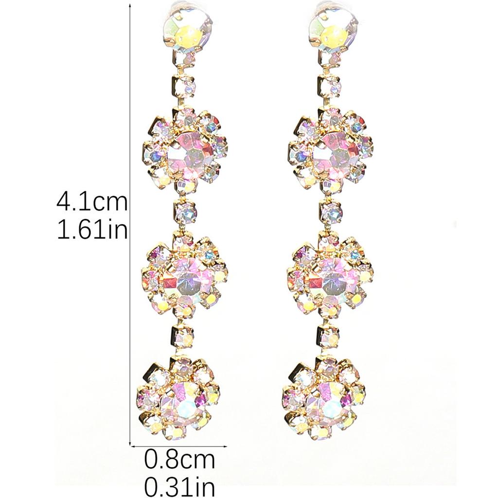 Enkle og allsidige geometriske AB rhinestone øredobber nisjedesign snøfnuggformede øredobber dameøredobber 1 par