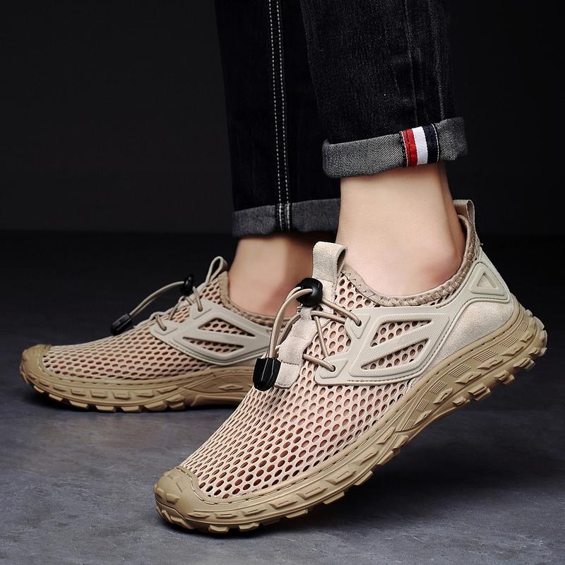 Herren Wanderschuhe Schwarz Grau Autofahrerschuhe Freizeit zum Hineinschlüpfen Sommer Netz Outdoor Wanderschuhe Übergröße 45 46 47