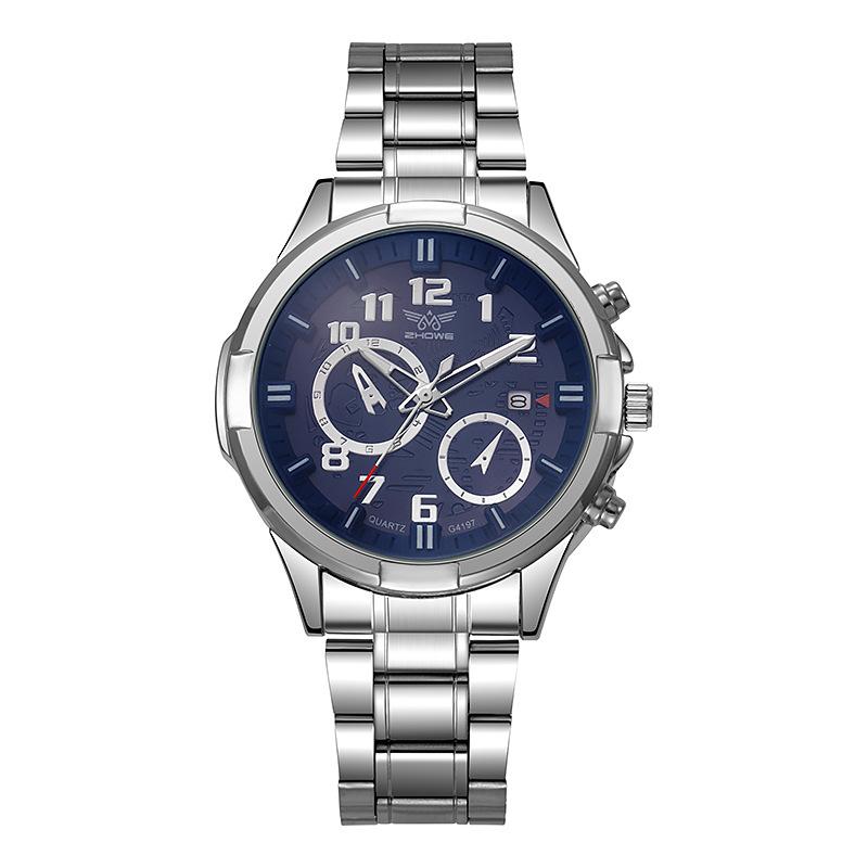 Watch Men S Calendar Three-Eye Dial Trend Sports Men S Steel Belt Quartz Watch