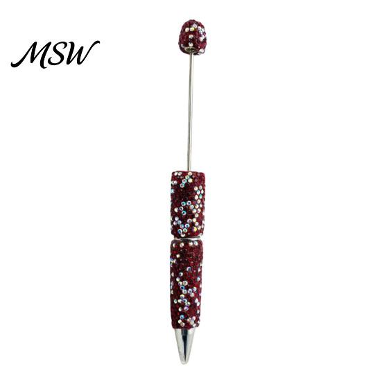 Beaded Ballpoint Pen Diamond Beadable Pens, Bling Rhinestone DIY Bead Pen, Crystal Shaft Retractable Twist Black Ink Pens for Decorations Office