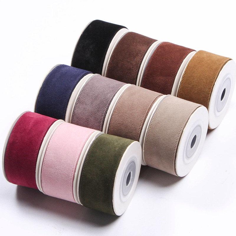 Nastro scamosciato double face 25/38 mm Nastro di velluto tinta unita per cucito abbigliamento DIY Fiocchi per capelli Decorazione cappelli Accessori per artigianato Fornitura