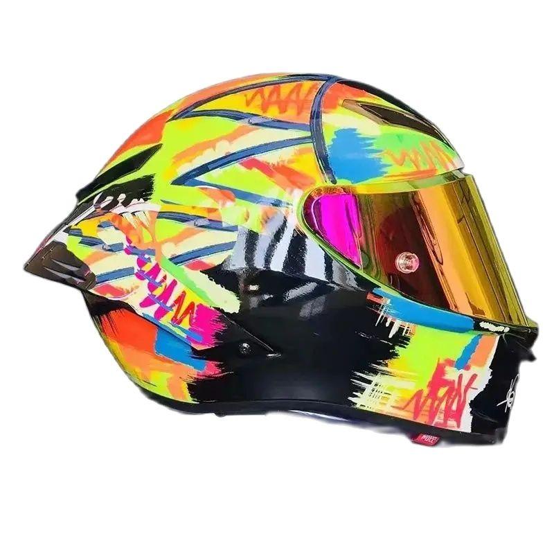 DOT Approved Graffiti Poor Handwriting Helmet Motocross Motobike Big Spoiler Helmet Riding Full Face Motorcycle Helmet Casque
