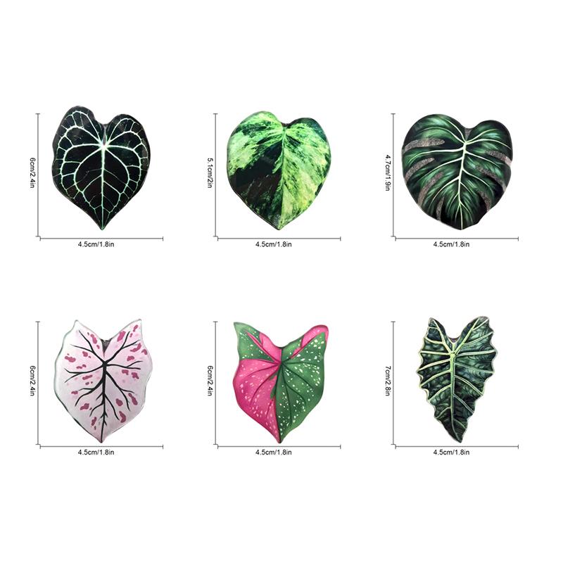 Dekorativní magnety na lednici, sada 6 kusů, design listů simulovaných rostlin, pro domácí dekoraci a připomínky