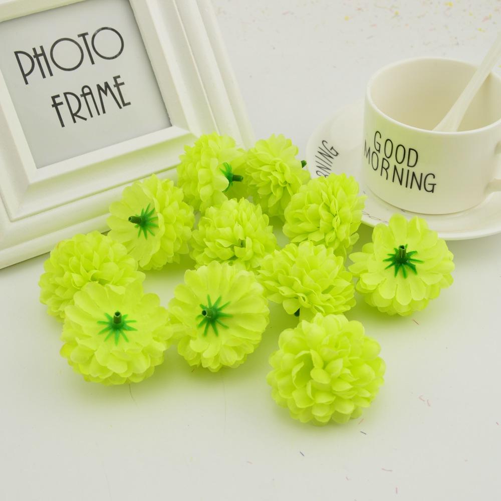 200PCS Artificial Flowers Cheap 5CM Silk Chrysanthemum Heads Home Wedding Decoration Wall Wreath for Christmas Garden Door Fake