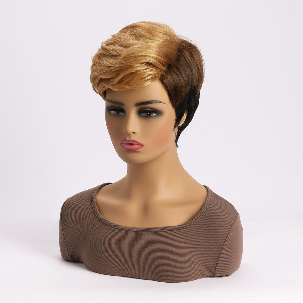 Mode Highlight Synthetische Perücken Kurze Haare Bob Perücke Honig Gold Mix Schwarz Haar Für Frau Tägliche Party Hitzebeständige perücke