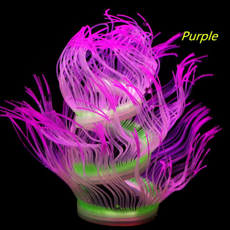 Флуоресцентная имитация силиконовой морской анемоны Аквариум Аквариумный ландшафтный декор Имитация коралла Растение Украшение Домашний орнамент
