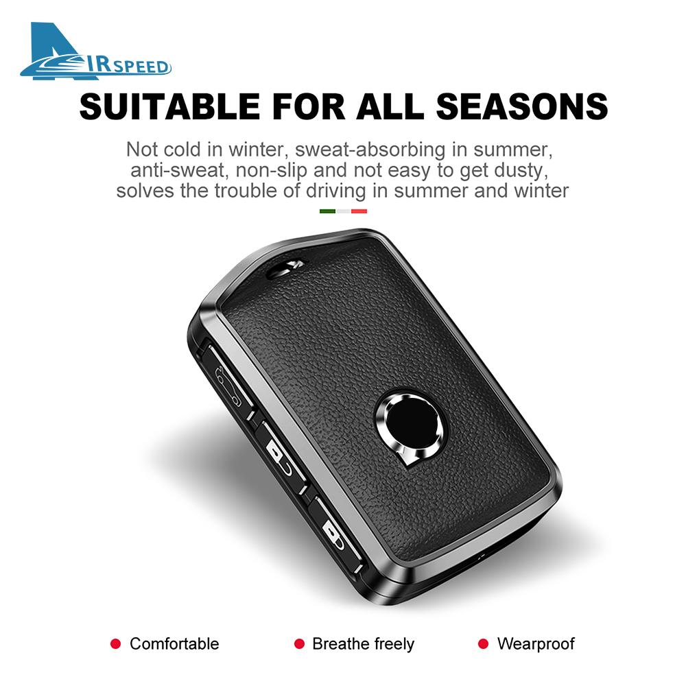 Metal Leather Car Remote Key Case Cover Shell For Volvo XC60 XC40 XC90 S90 V60 S60 V90 2010-2022 Holder Protector Fob Keychain