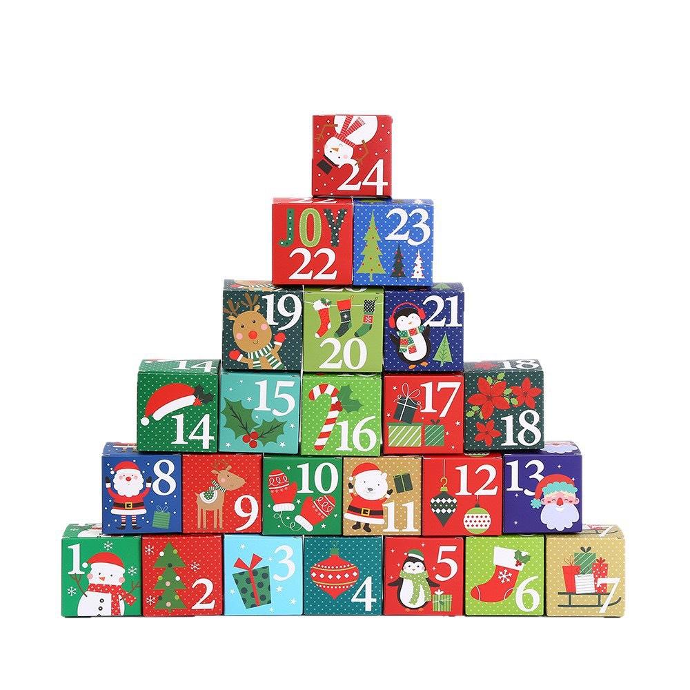 48pcs Christmas Advent Calendar Box Paper Boxes Countdown Gift Wrapping Candy Surprise Packaging for Xmas Treat