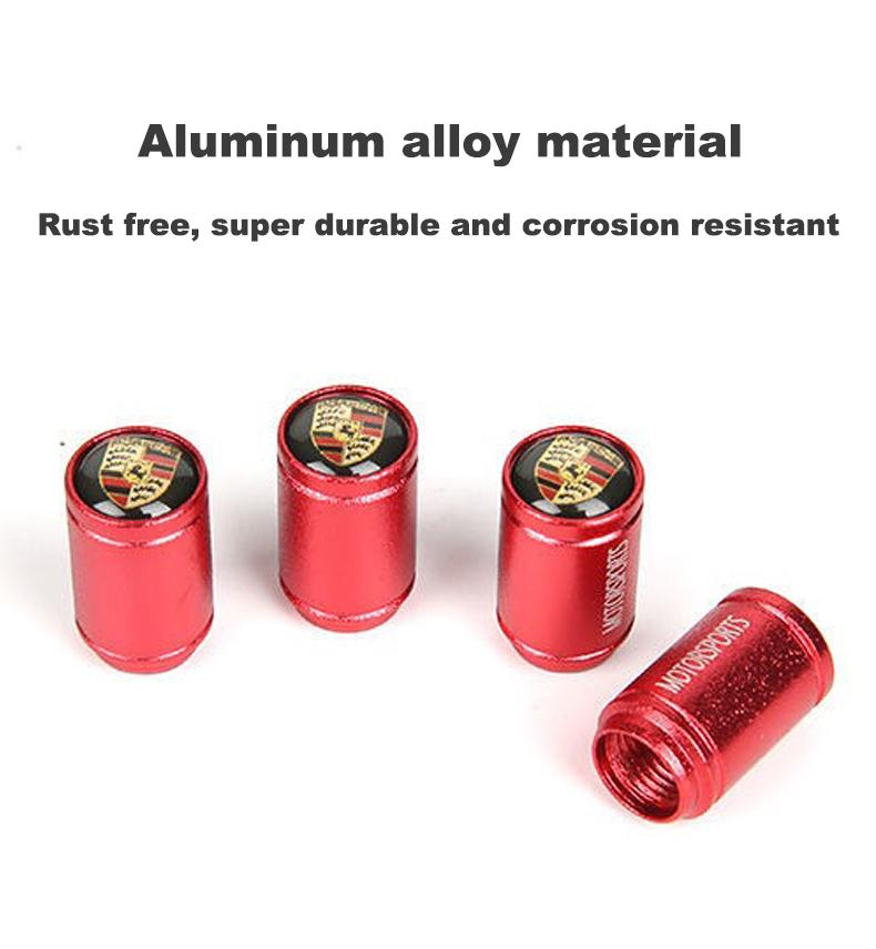 4pc Car Wheel Tire Valve Caps Auto Dustproof Protection Cover For Porsche Macan 918 911 Cayenne Carrera-GT 928 Panamera Boxster