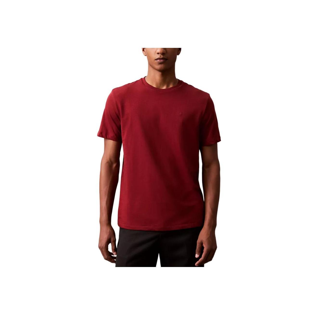 Calvin Klein Solid Color Minimalist Round Neck Short Sleeve T-Shirt Men tops Burgundy 40BC238-601 M 6890₽