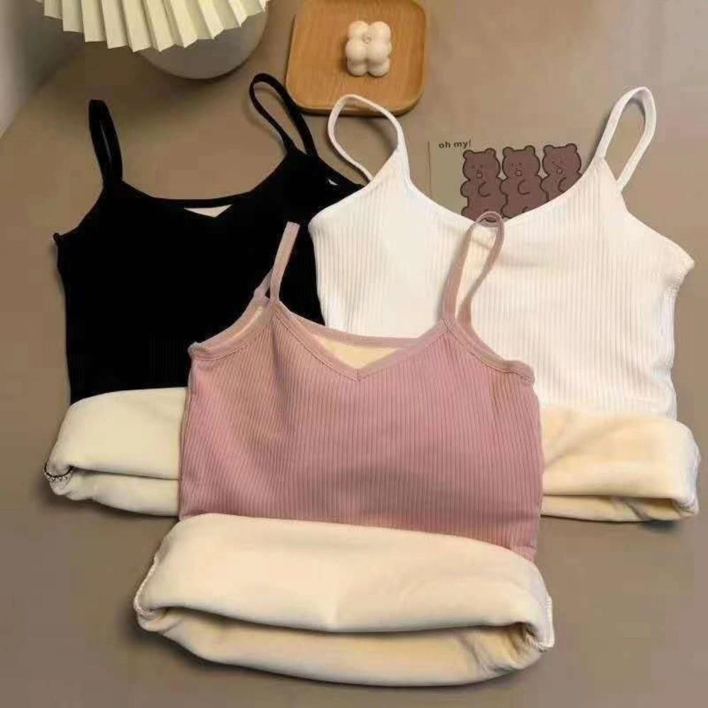 Slim Fit Women Thermal Camisole Thermal Plush Vest Underwear Warm Suspender Vest  Ladies